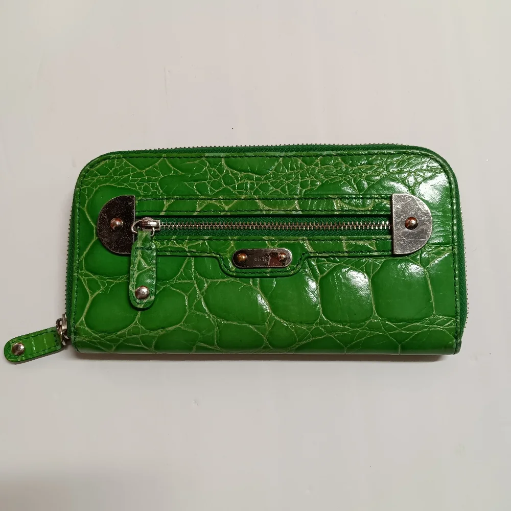 Rafe Embossed Leather Mock Croc Continental Zip Wallet